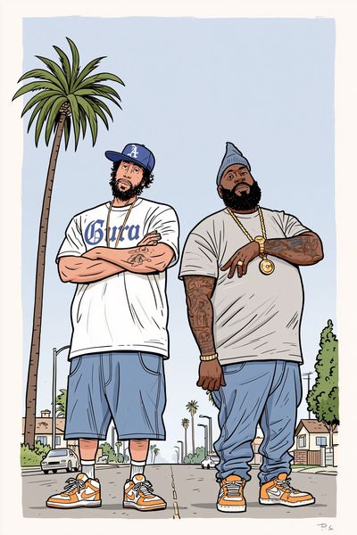 Streetwear Duo Illustration Poster. poster