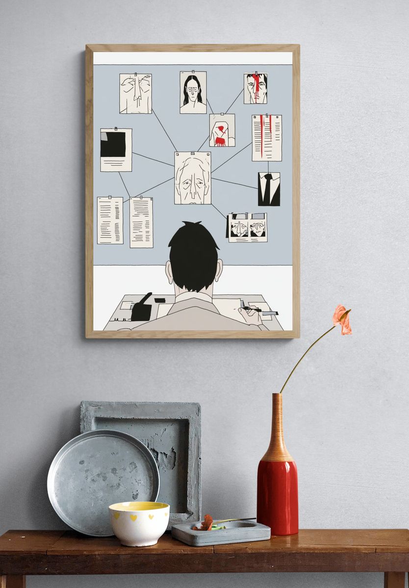 Detective Board Illustration Poster. — room view 3