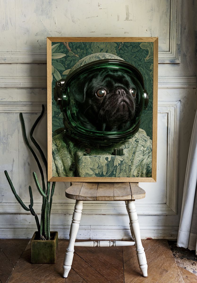 Astronaut Pug Illustration Poster. — room view 1