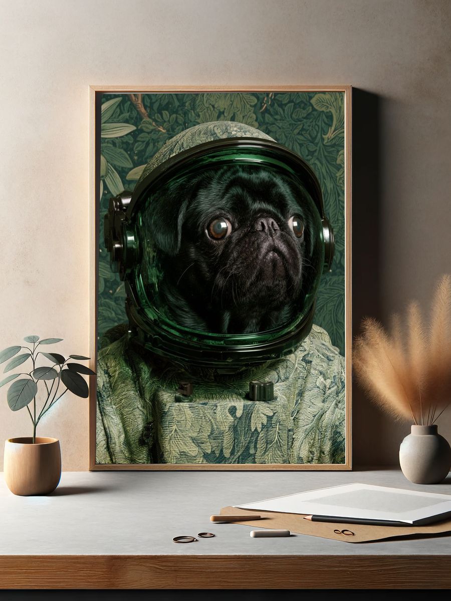 Astronaut Pug Illustration Poster. — room view 2