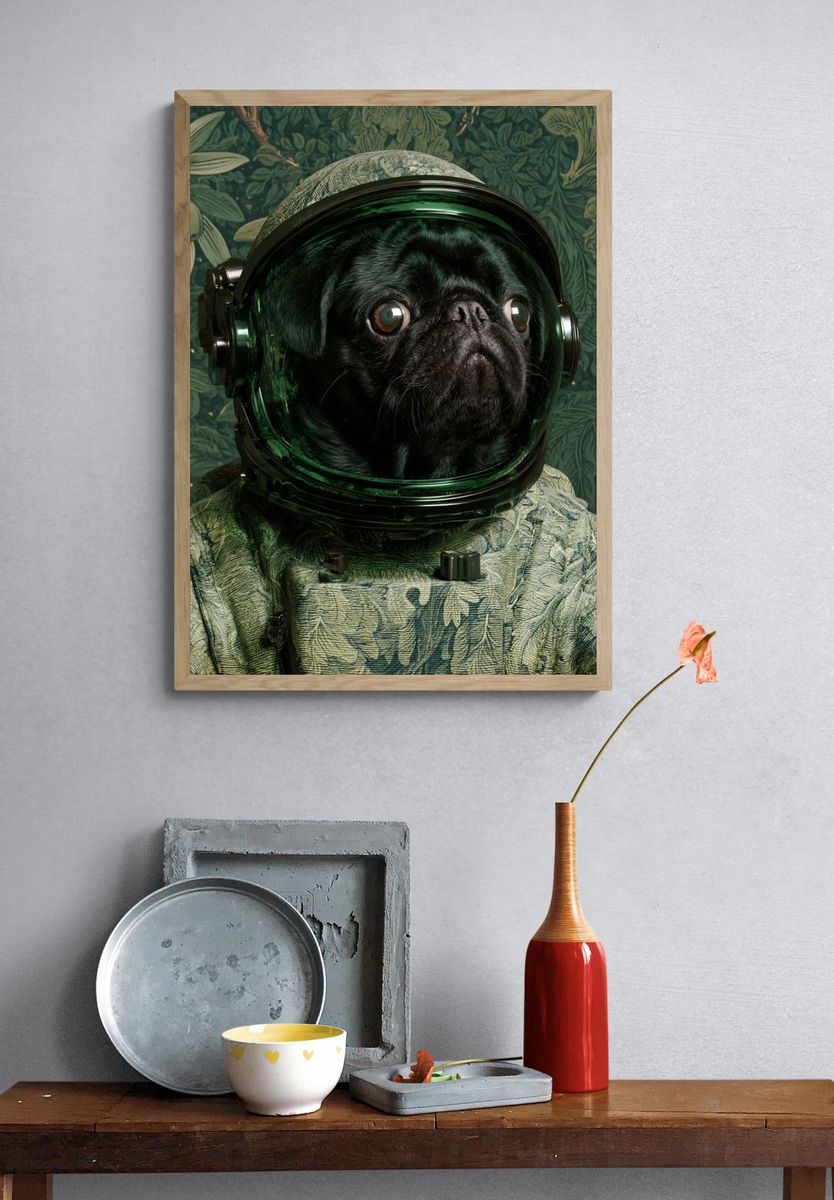 Astronaut Pug Illustration Poster. — room view 3