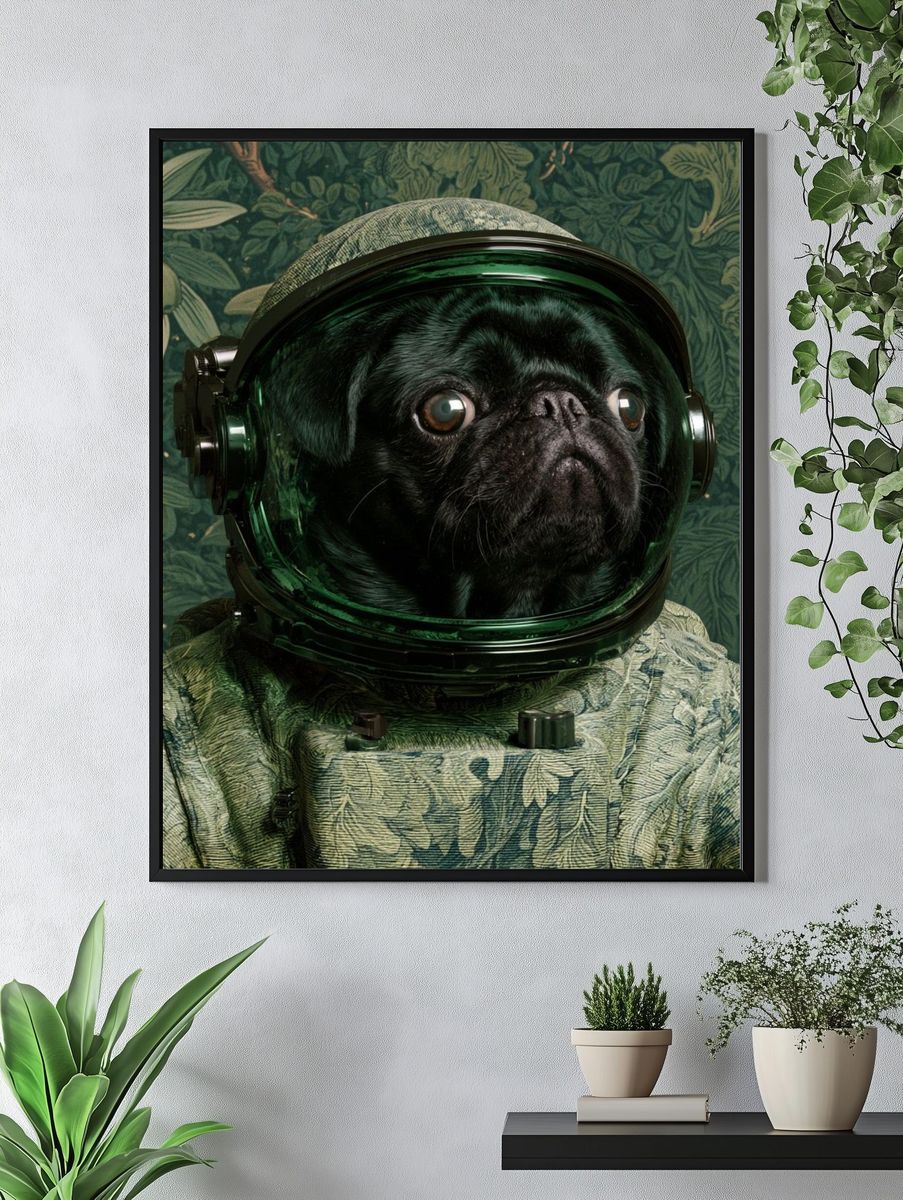 Astronaut Pug Illustration Poster. — room view 4