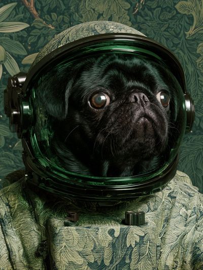 Astronaut Pug Illustration Poster.
