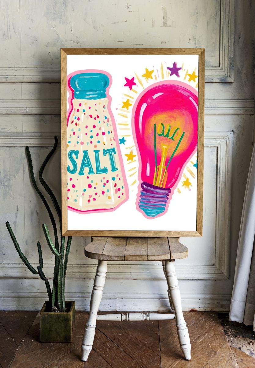 Salt and Lightbulb Illustration Poster. room preview