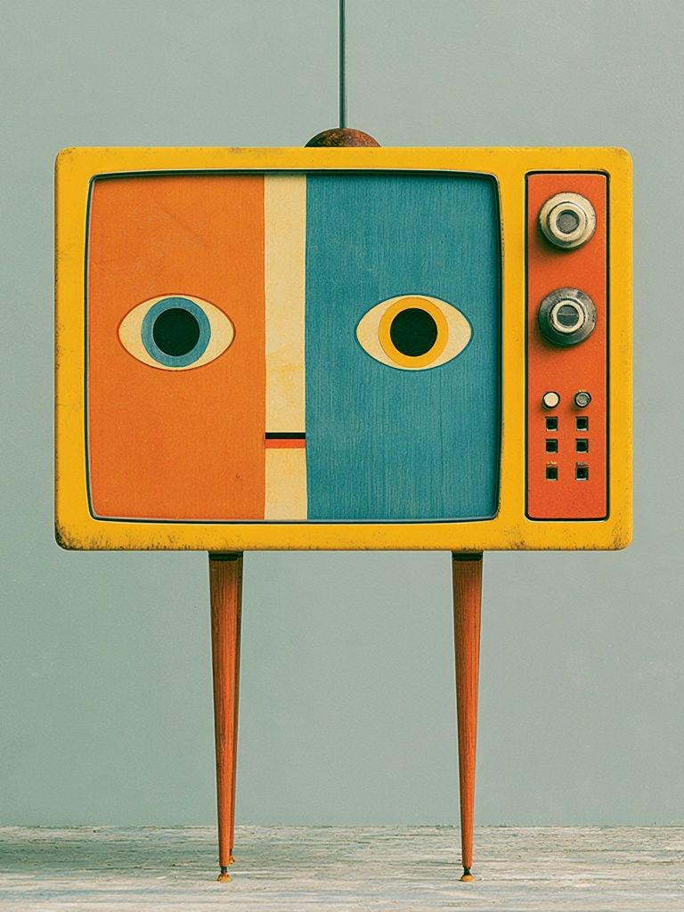 Retro TV Face Illustration Poster. poster detail