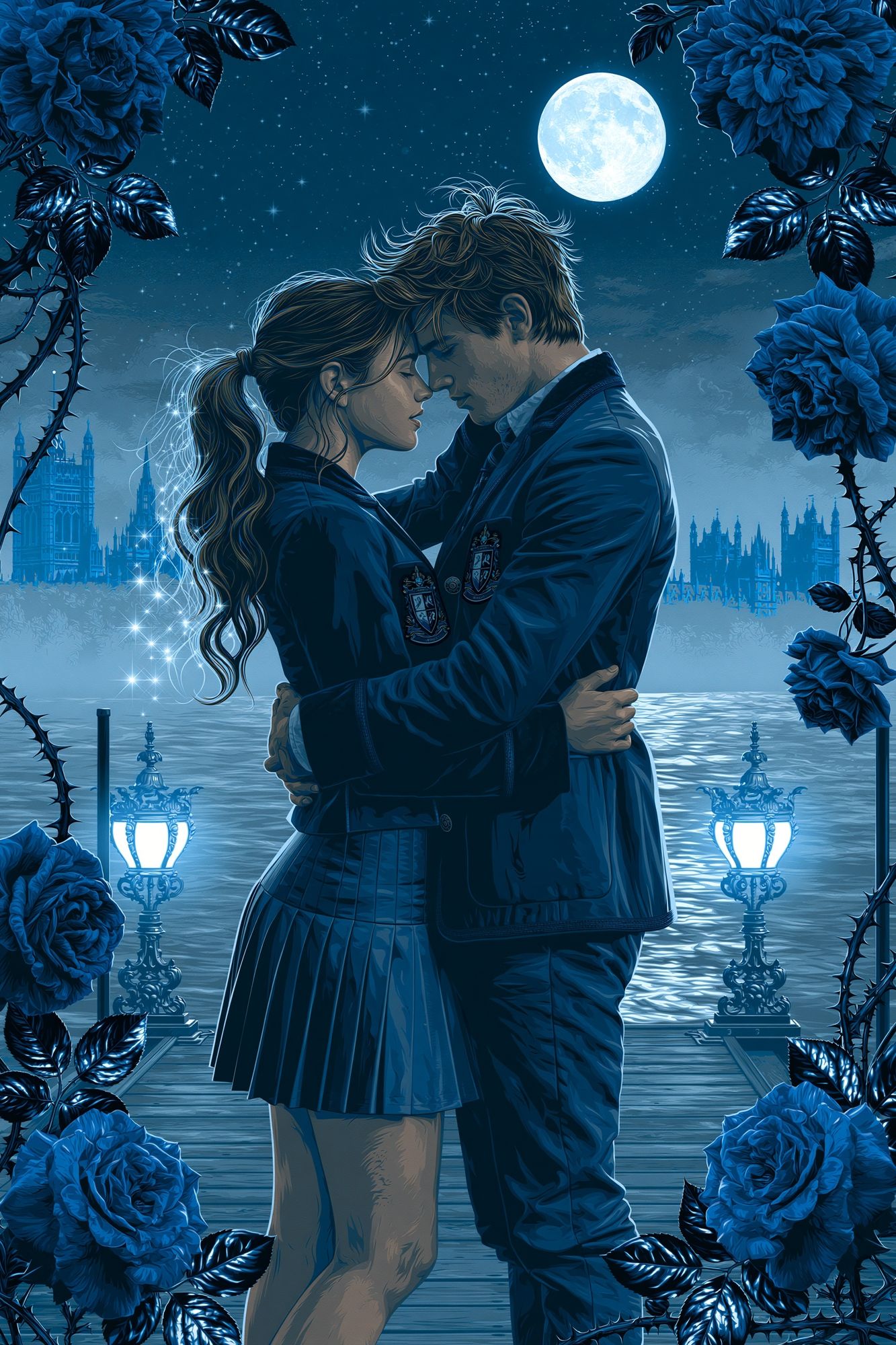 Moonlit Romance Digital Art Poster. poster detail
