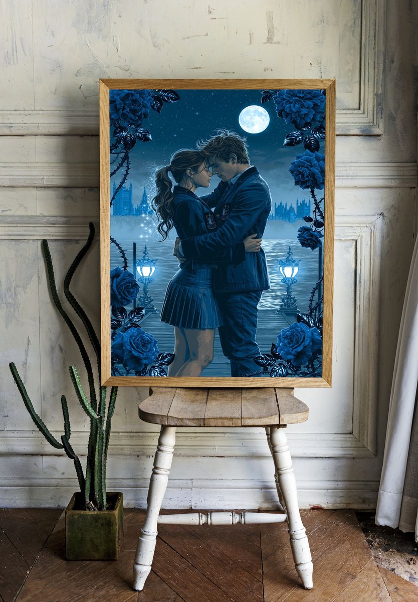 Moonlit Romance Digital Art Poster. — room view 1