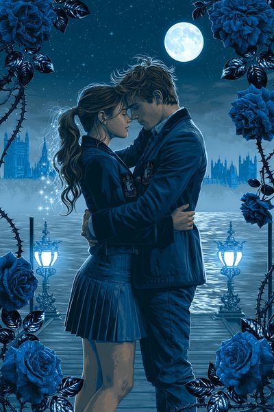Moonlit Romance Digital Art Poster. poster