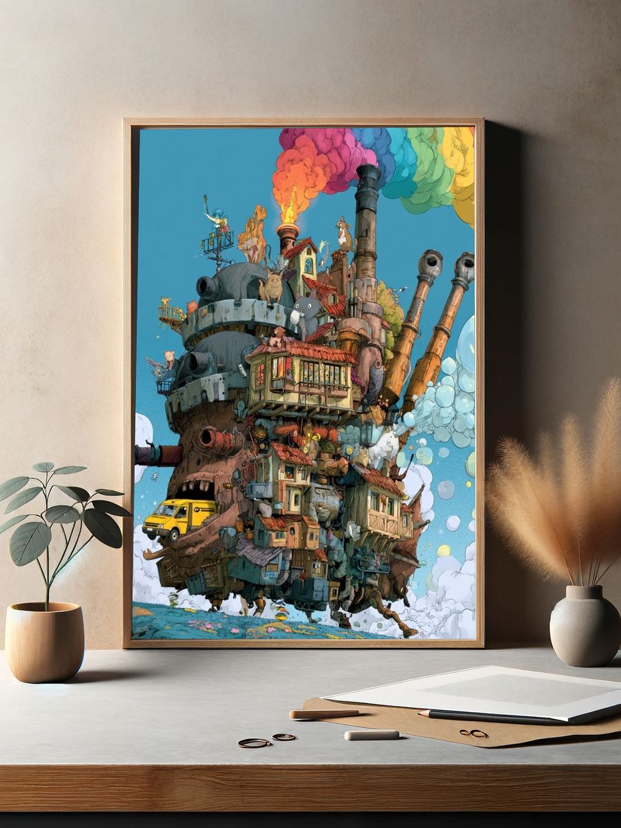 Whimsical Floating House Illustration Poster. — room view 2