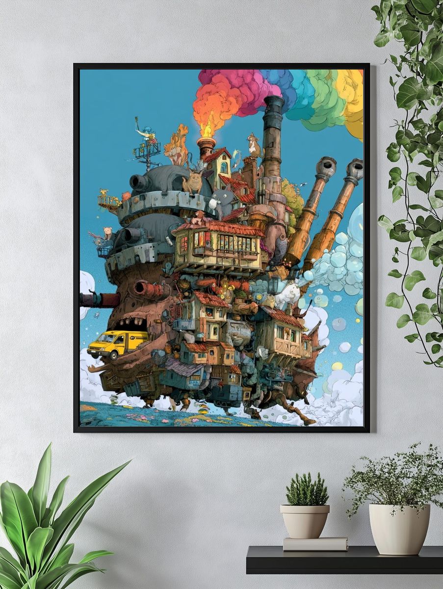 Whimsical Floating House Illustration Poster. — room view 4