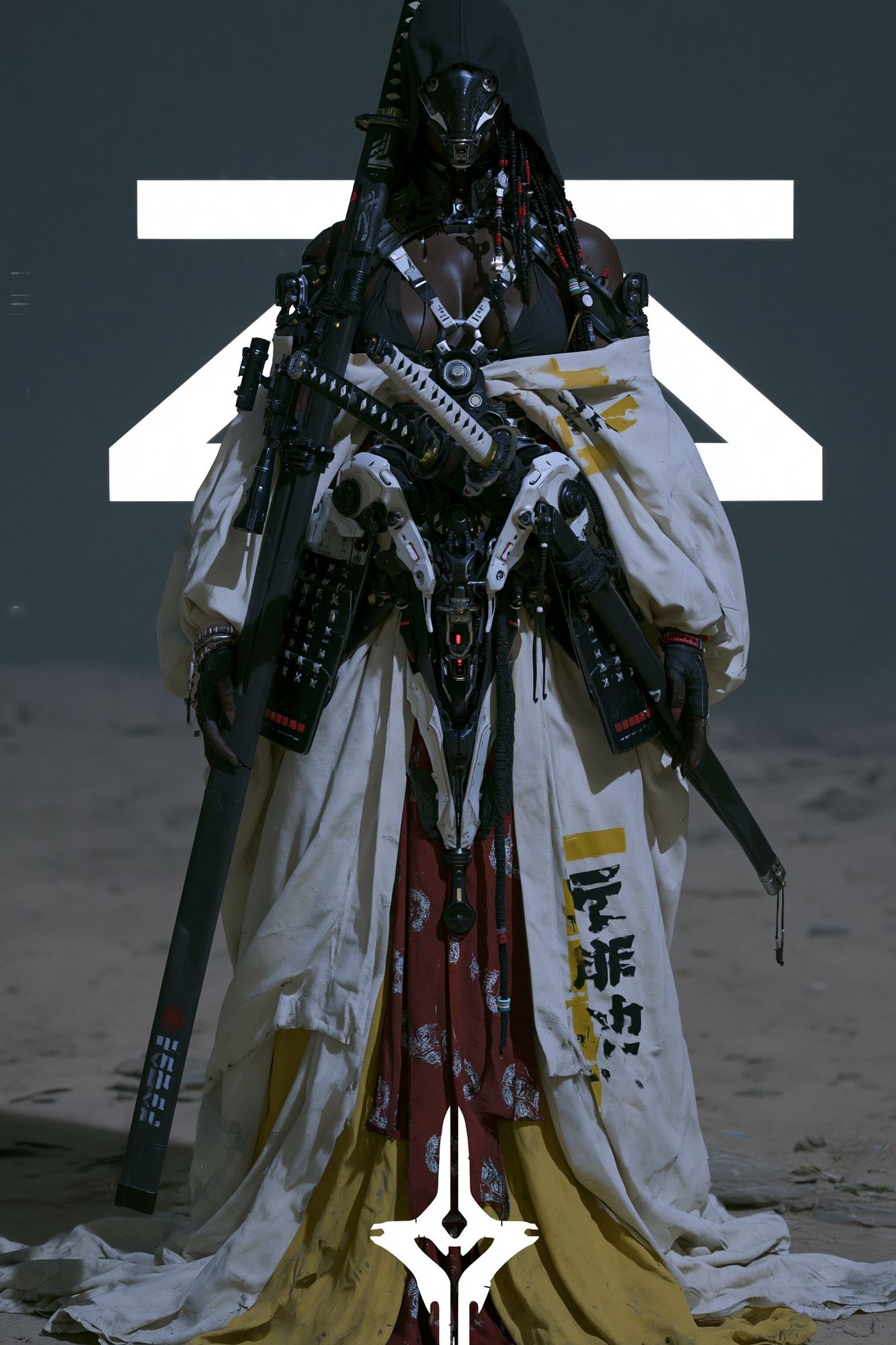 Cyber Samurai Warrior Illustration Poster. poster detail