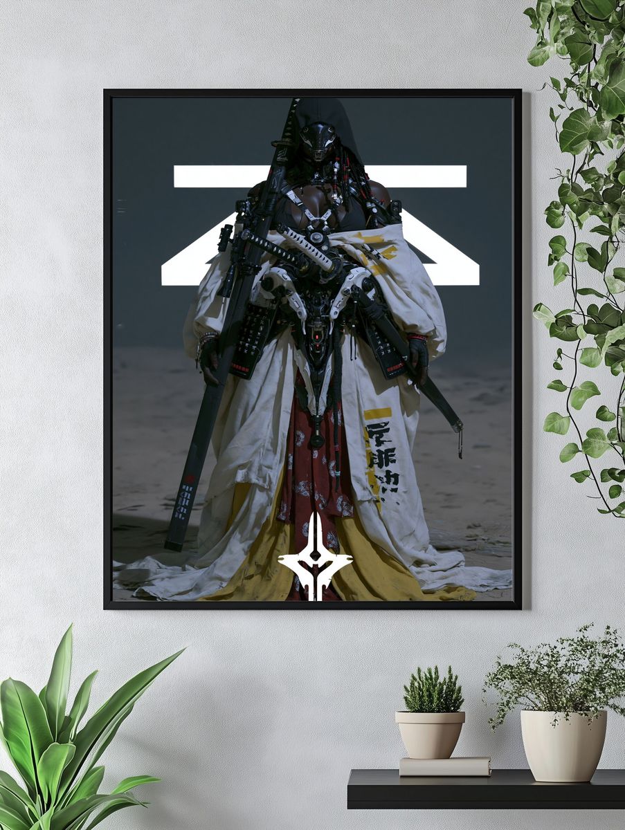 Cyber Samurai Warrior Illustration Poster. — room view 4