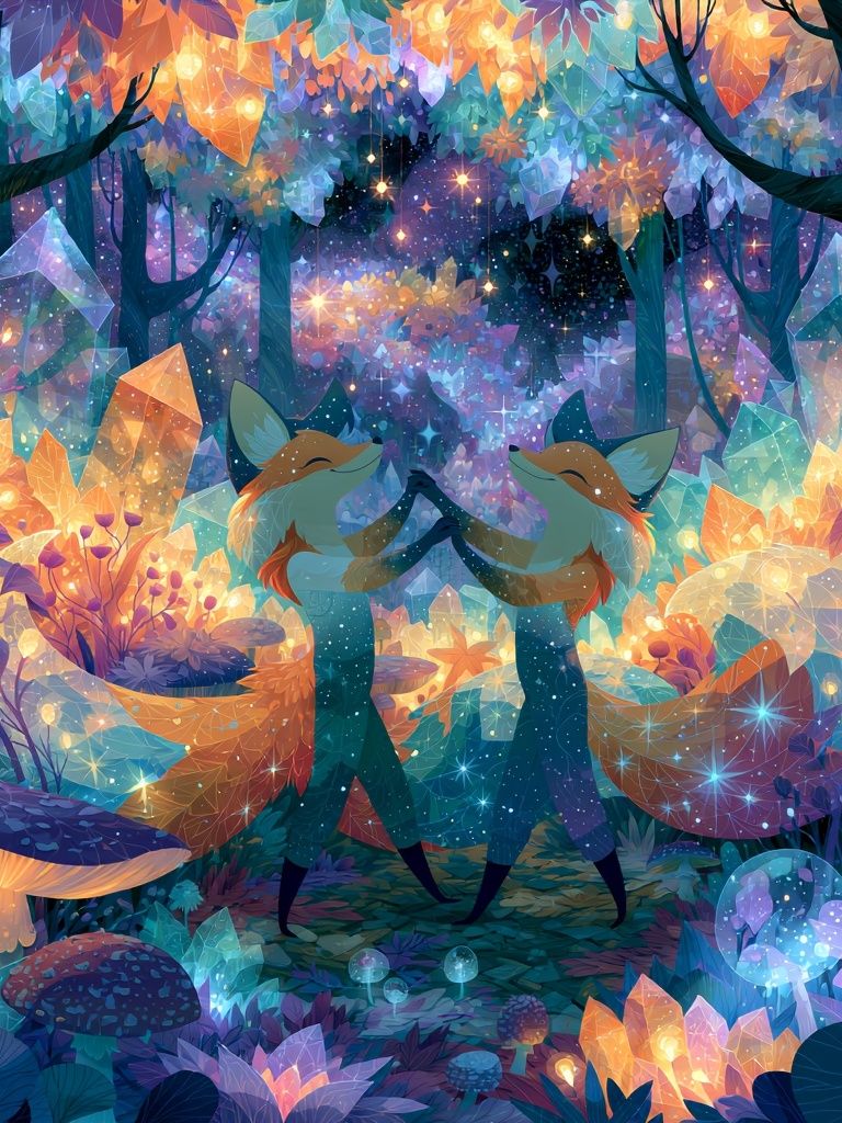 Enchanted Fox Forest Illustration Poster. poster detail