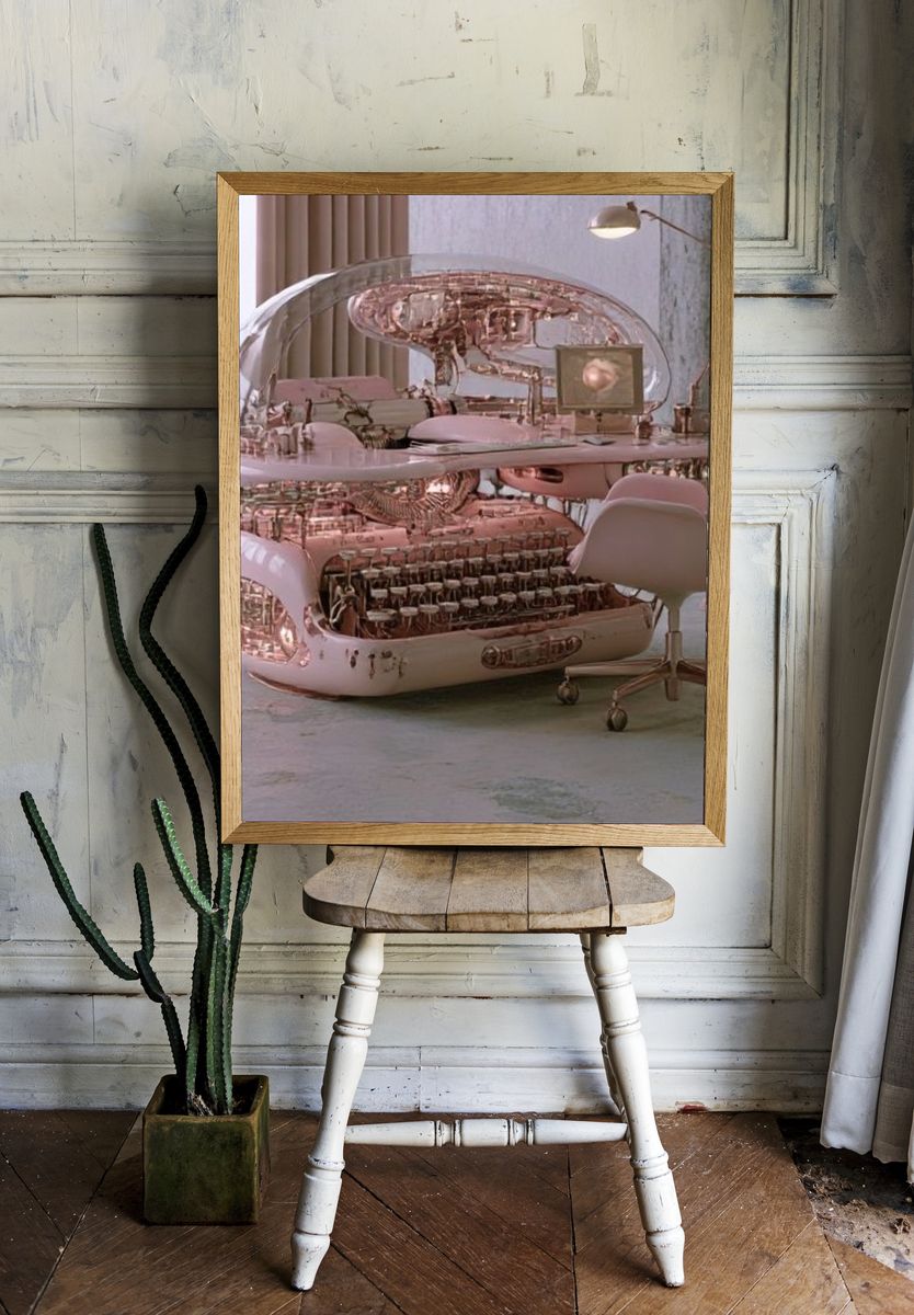 Futuristic Pink Office Poster. — room view 1