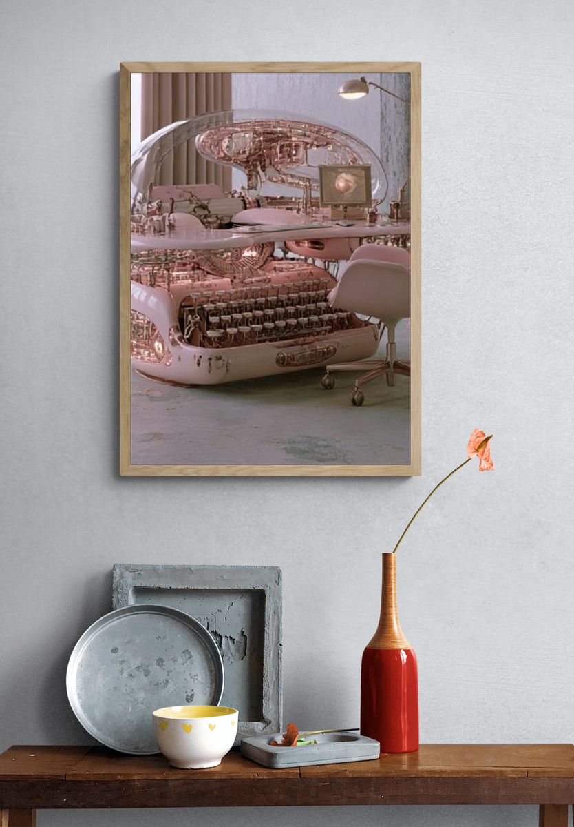 Futuristic Pink Office Poster. — room view 3