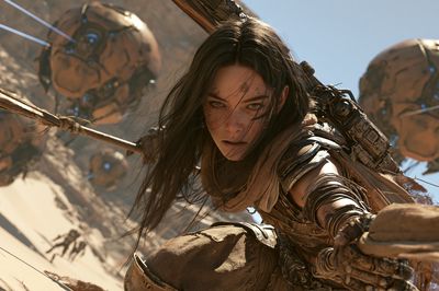 Desert Warrior Sci-Fi Print. poster