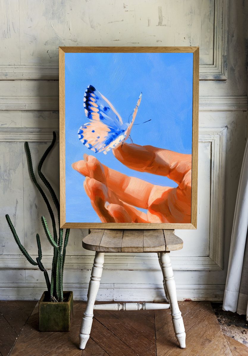 Butterfly Hand Study Illustration Poster. — room view 1