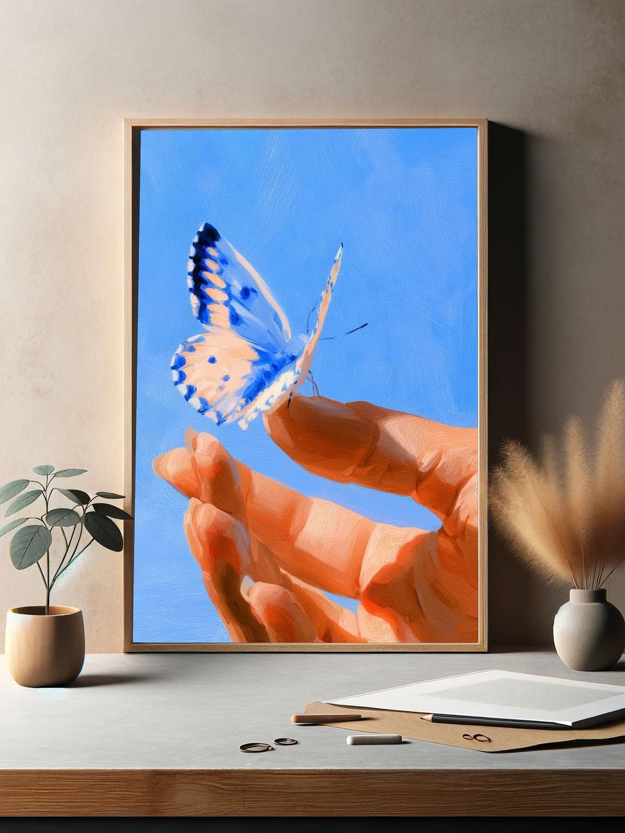 Butterfly Hand Study Illustration Poster. — room view 2