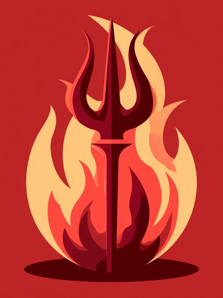 Trident Flame Illustration Poster. poster detail