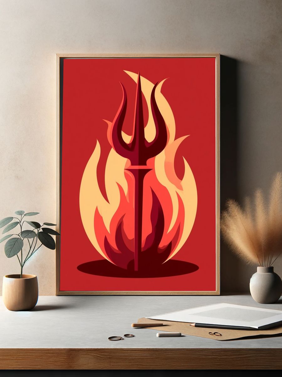 Trident Flame Illustration Poster. — room view 2
