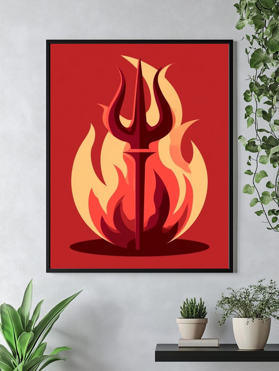 Trident Flame Illustration Poster. — room view 4
