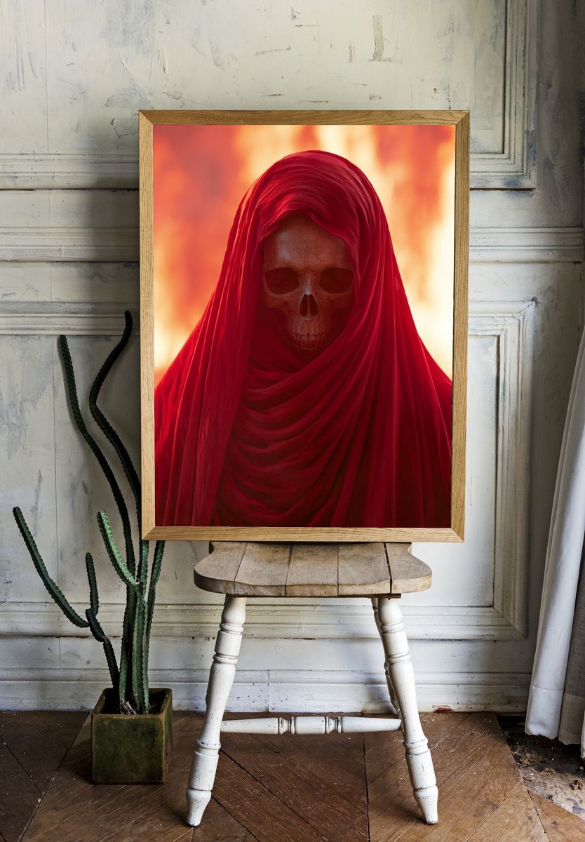 Crimson Skull Hooded Figure Poster. room preview