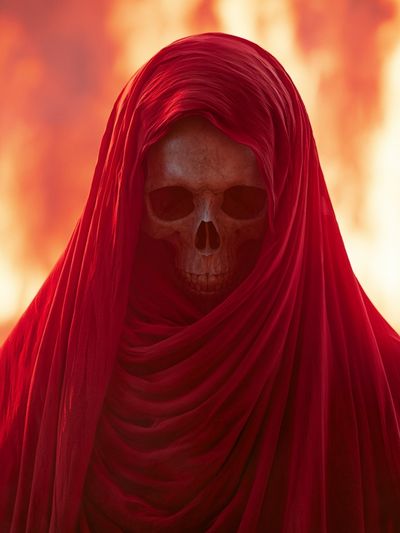 Crimson Skull Hooded Figure Poster.