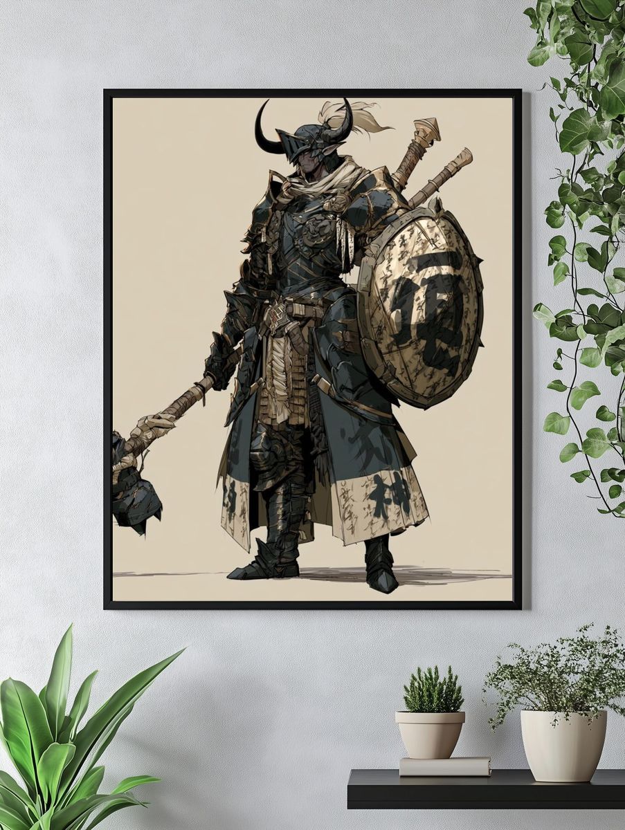 Armored Samurai Warrior Illustration Poster. — room view 4