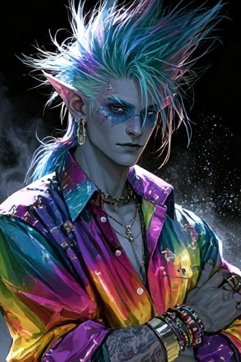 Neon Elf Portrait Print. poster detail