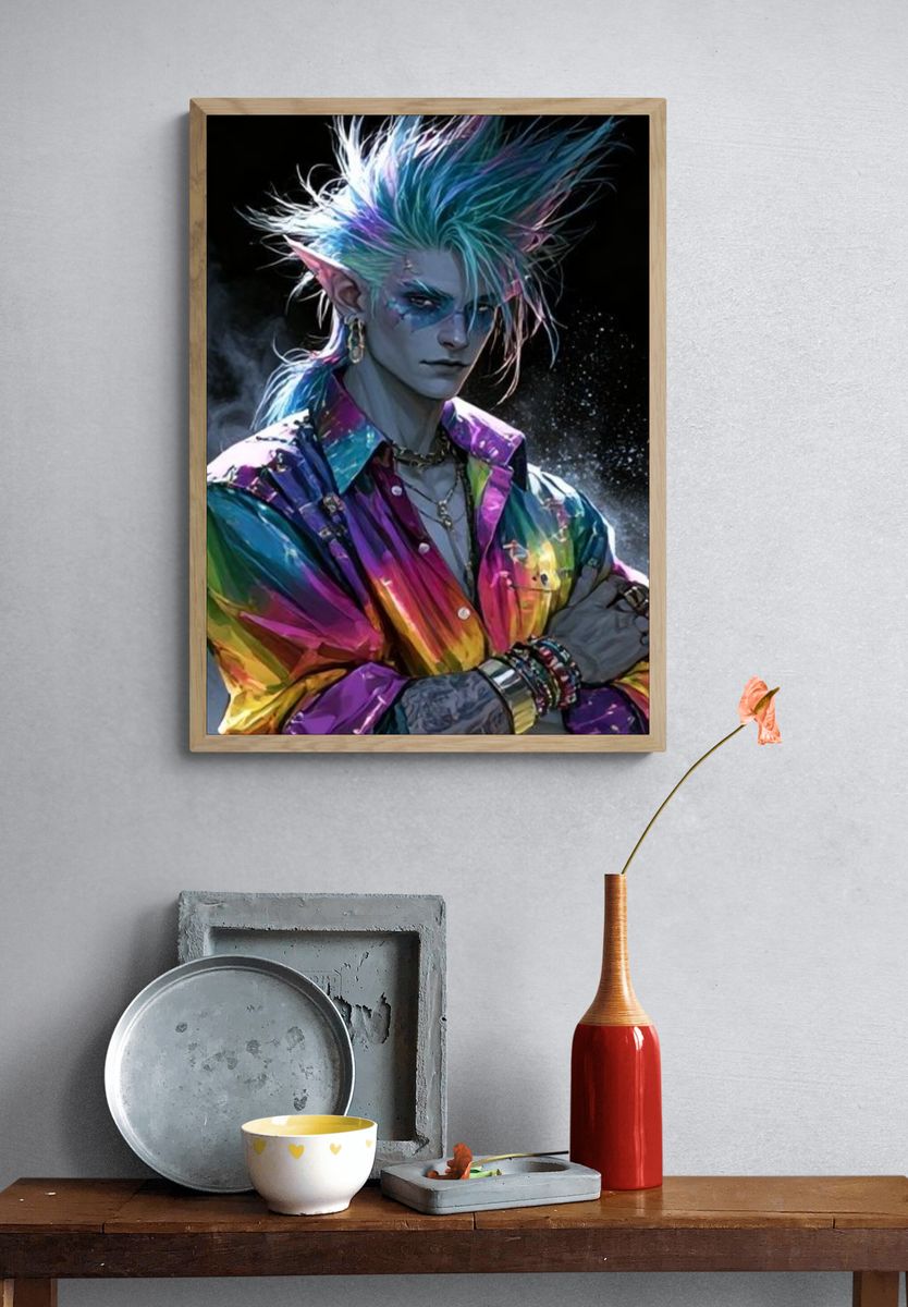 Neon Elf Portrait Print. — room view 3