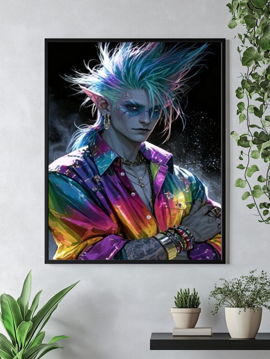 Neon Elf Portrait Print. — room view 4