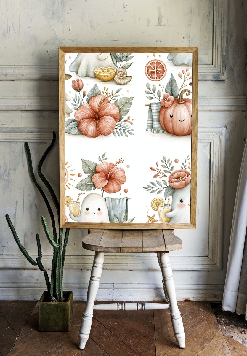 Autumn Ghosts Watercolor Poster. room preview