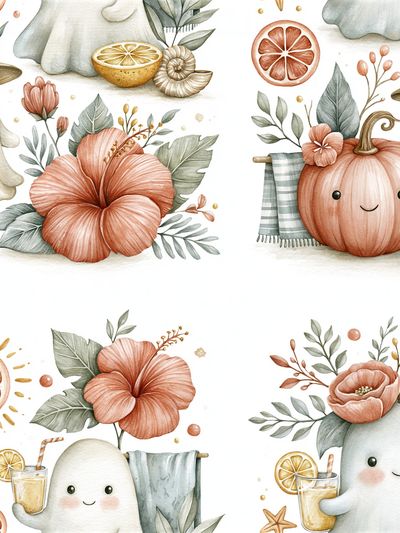 Autumn Ghosts Watercolor Poster. poster