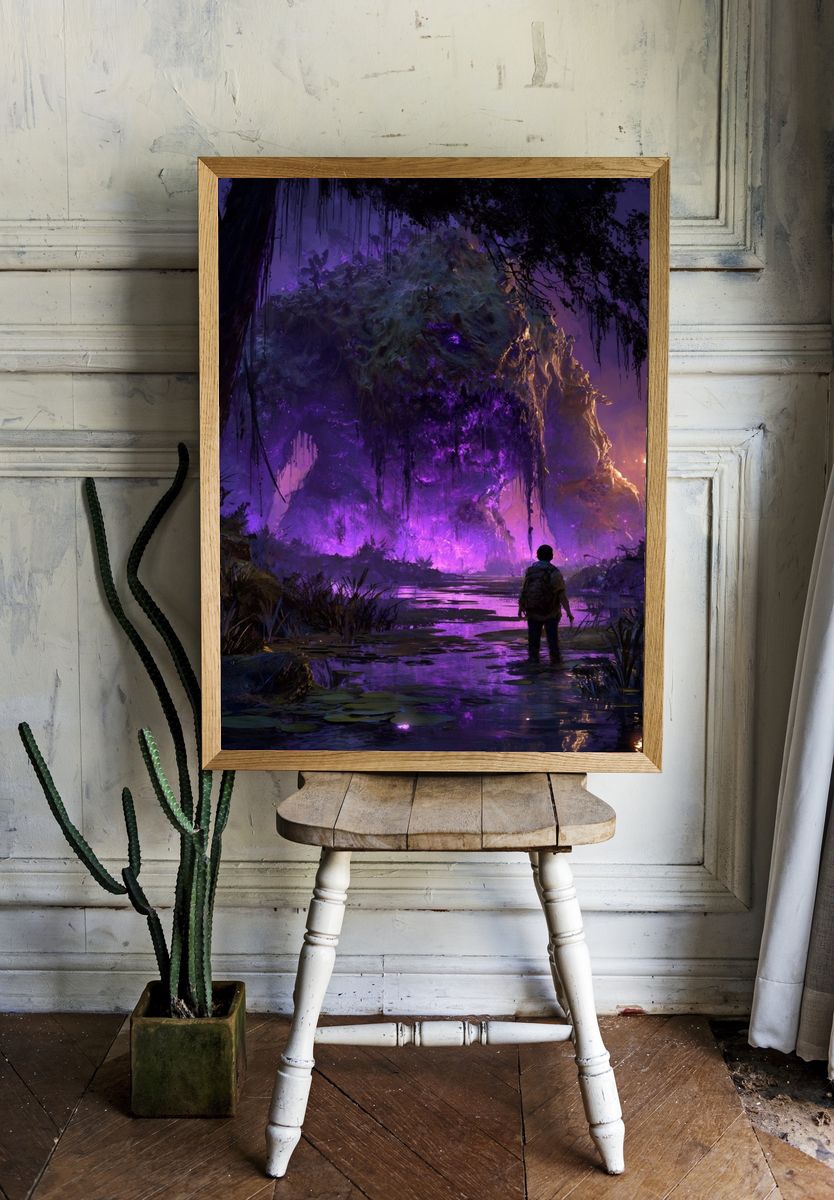 Neon Jungle Titan Illustration Poster. room preview