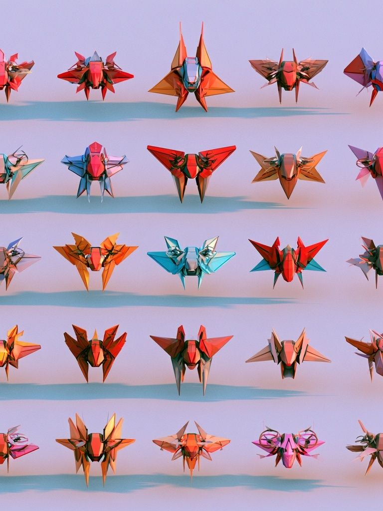 Origami Insect Grid Poster. poster detail