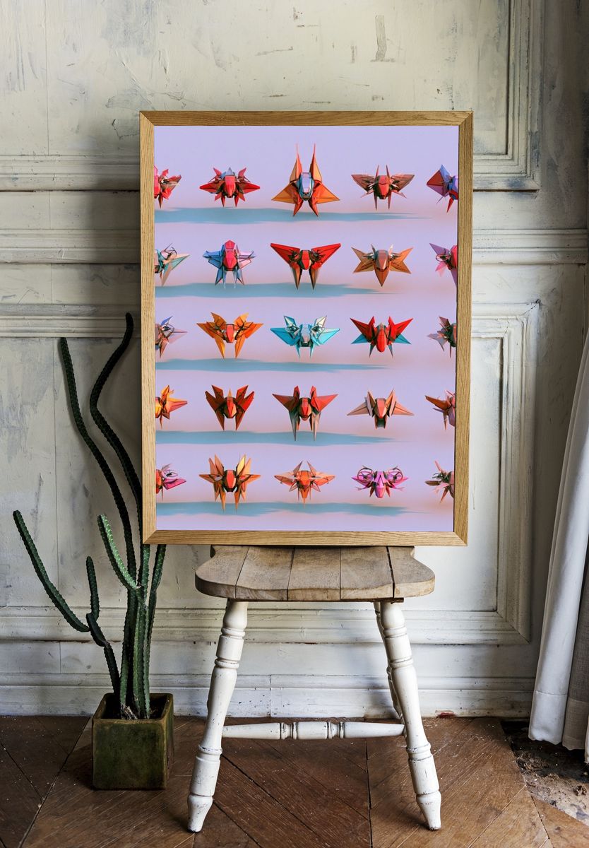 Origami Insect Grid Poster. — room view 1