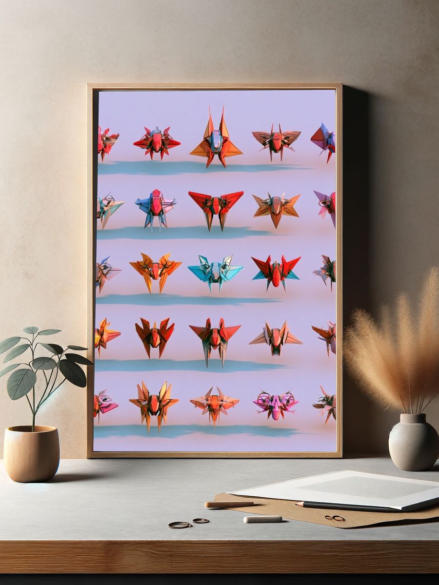 Origami Insect Grid Poster. — room view 2
