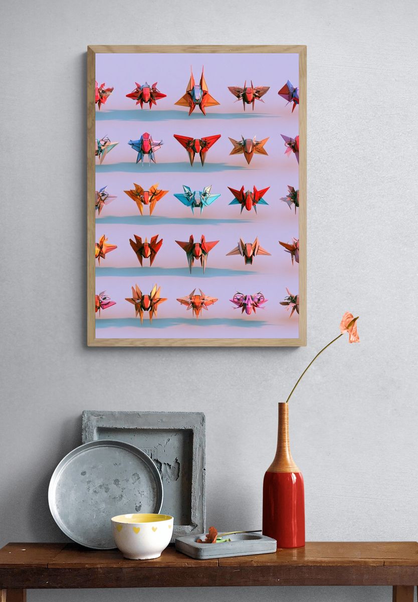 Origami Insect Grid Poster. — room view 3