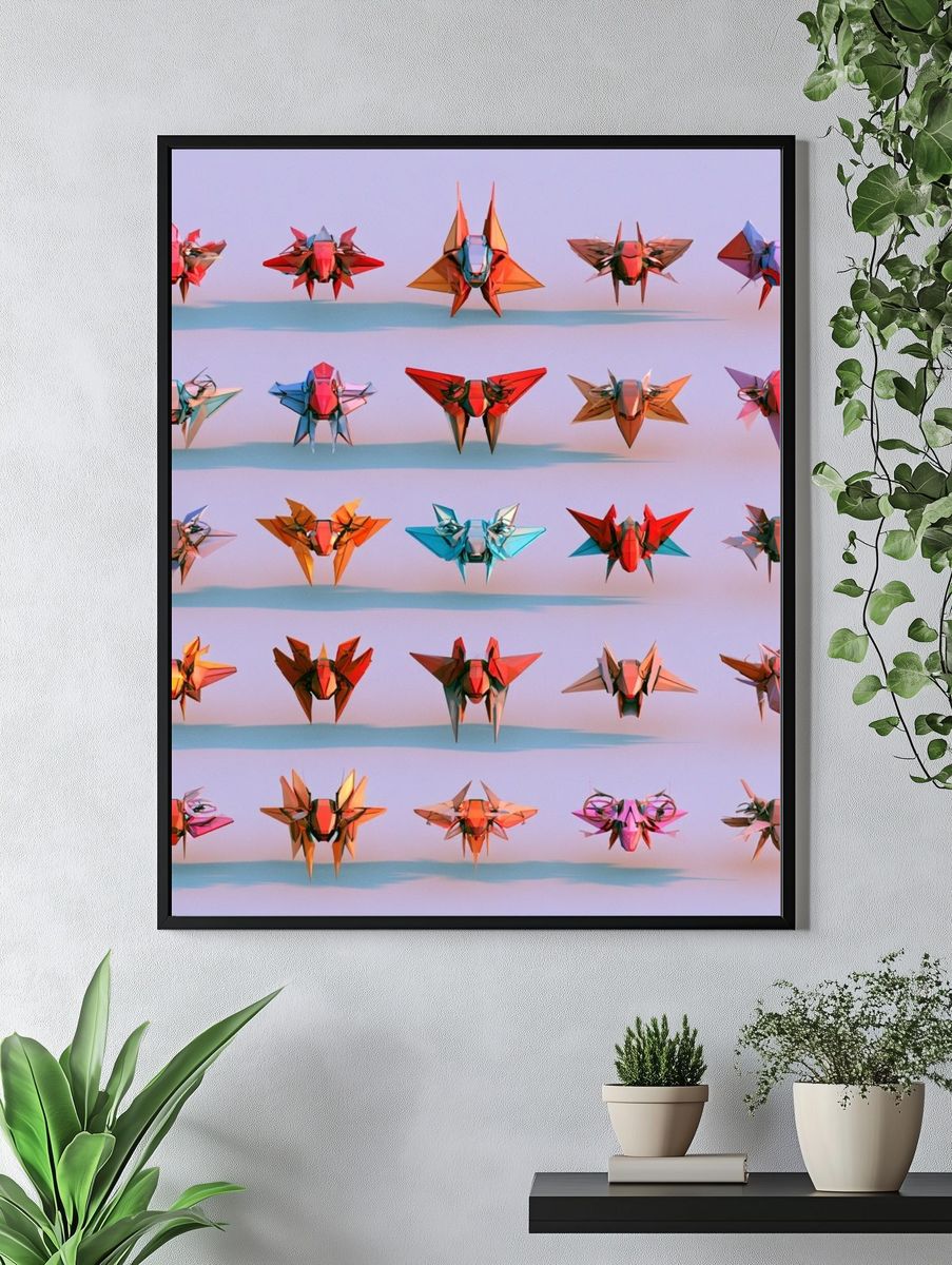 Origami Insect Grid Poster. — room view 4