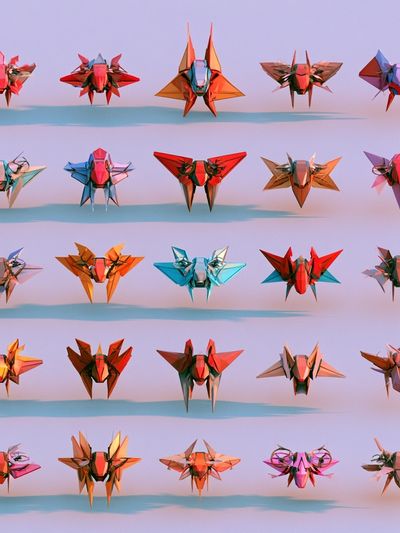 Origami Insect Grid Poster.
