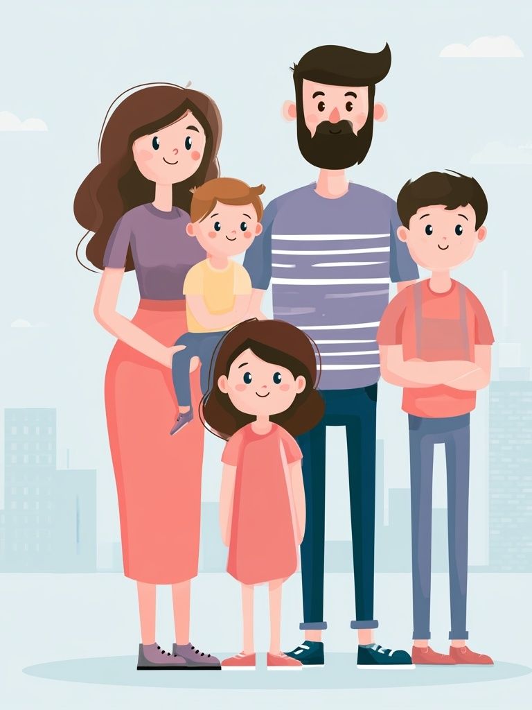 Happy Family Illustration Poster. poster — illustration art