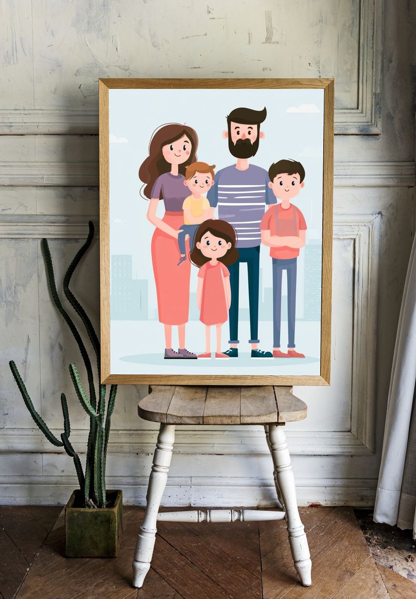Happy Family Illustration Poster. room preview