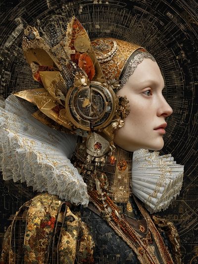Baroque Cyber Portrait Print.