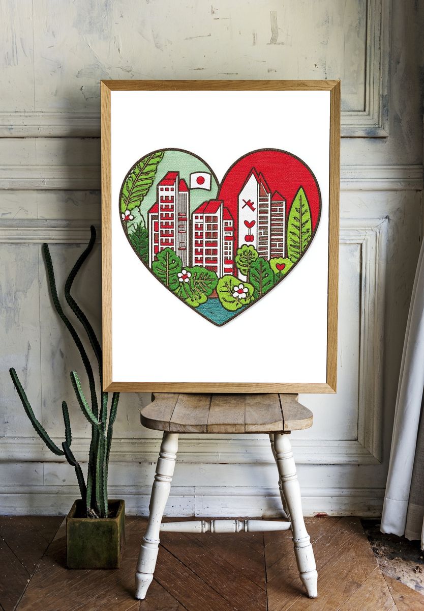 City Heart Illustration Poster. — room view 1