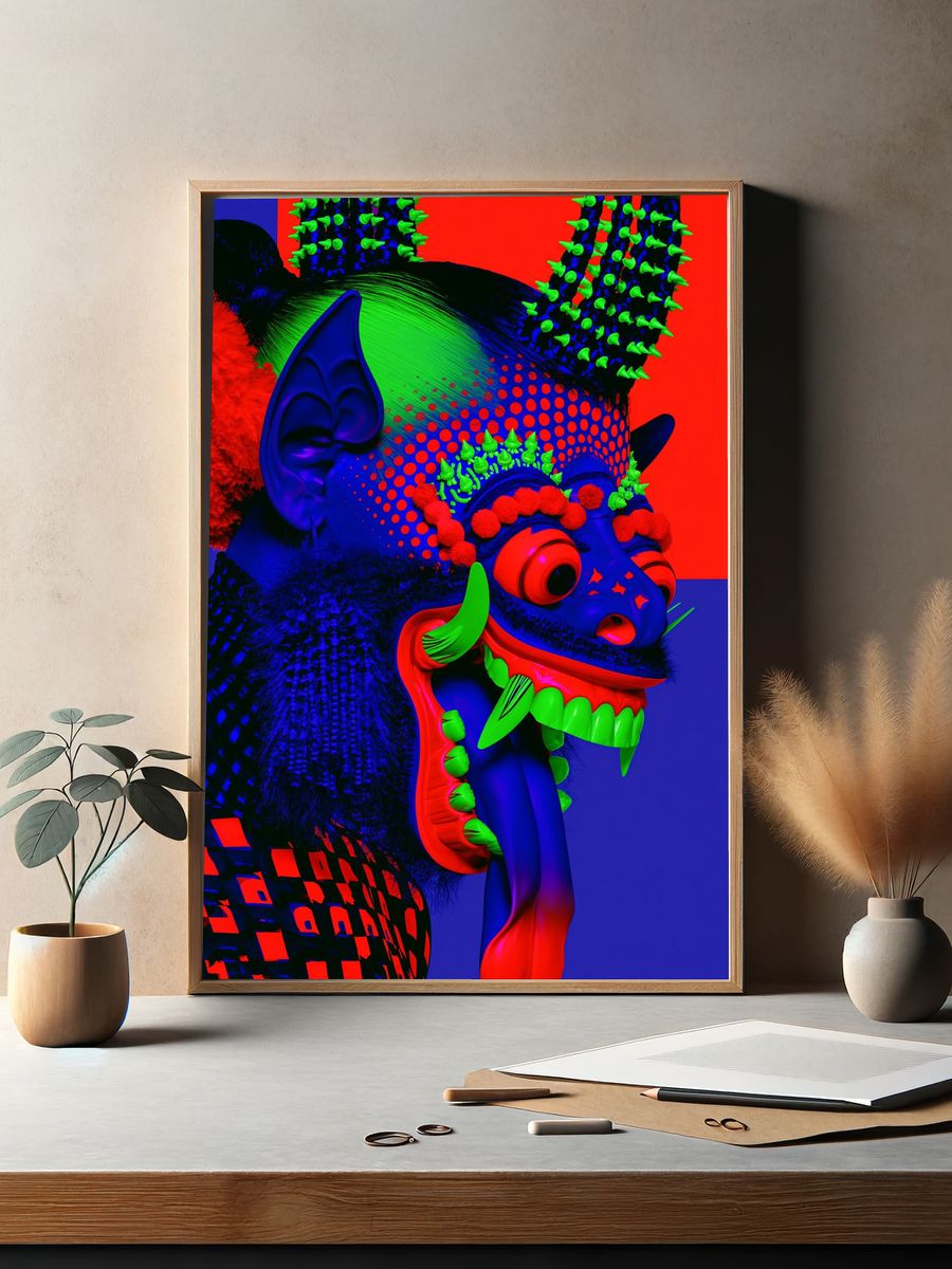 Neon Demon Mask Illustration Poster. — room view 2