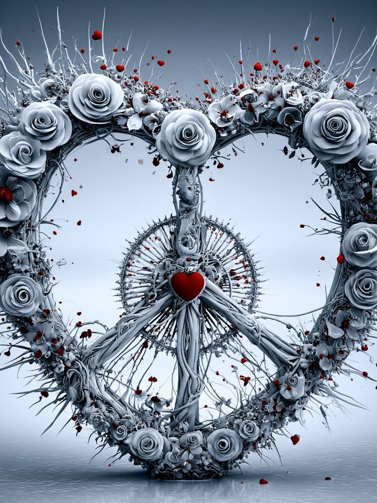 Floral Peace Heart Poster. poster — illustration art