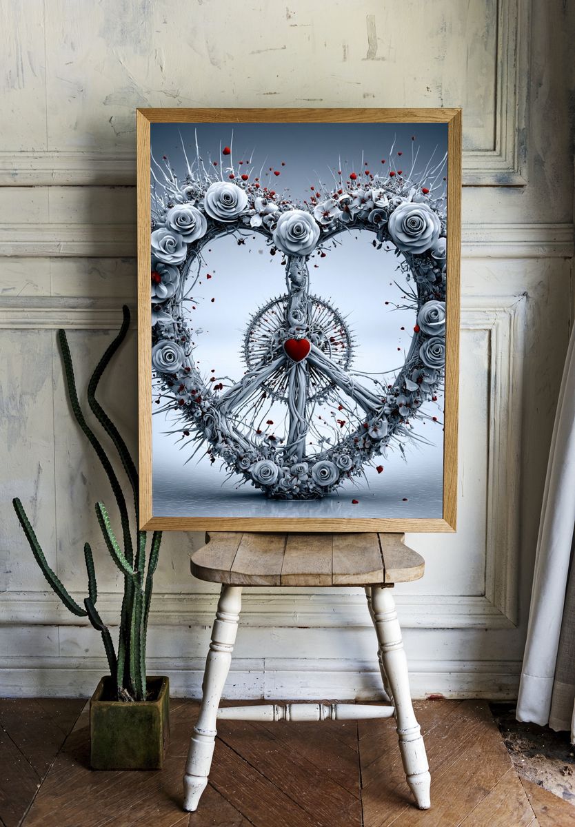 Floral Peace Heart Poster. room preview