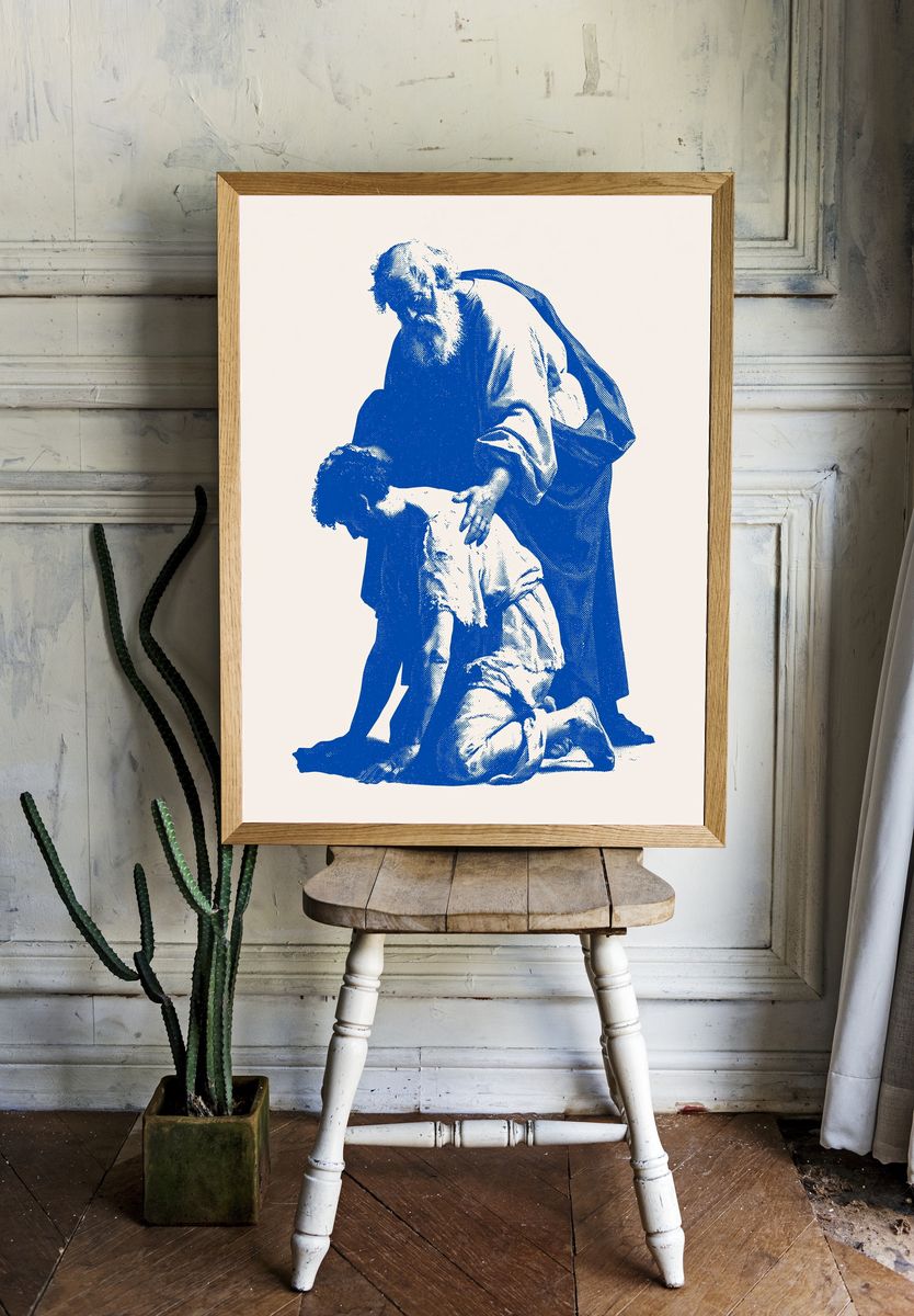 Blue Figure Study Illustration Poster. room preview