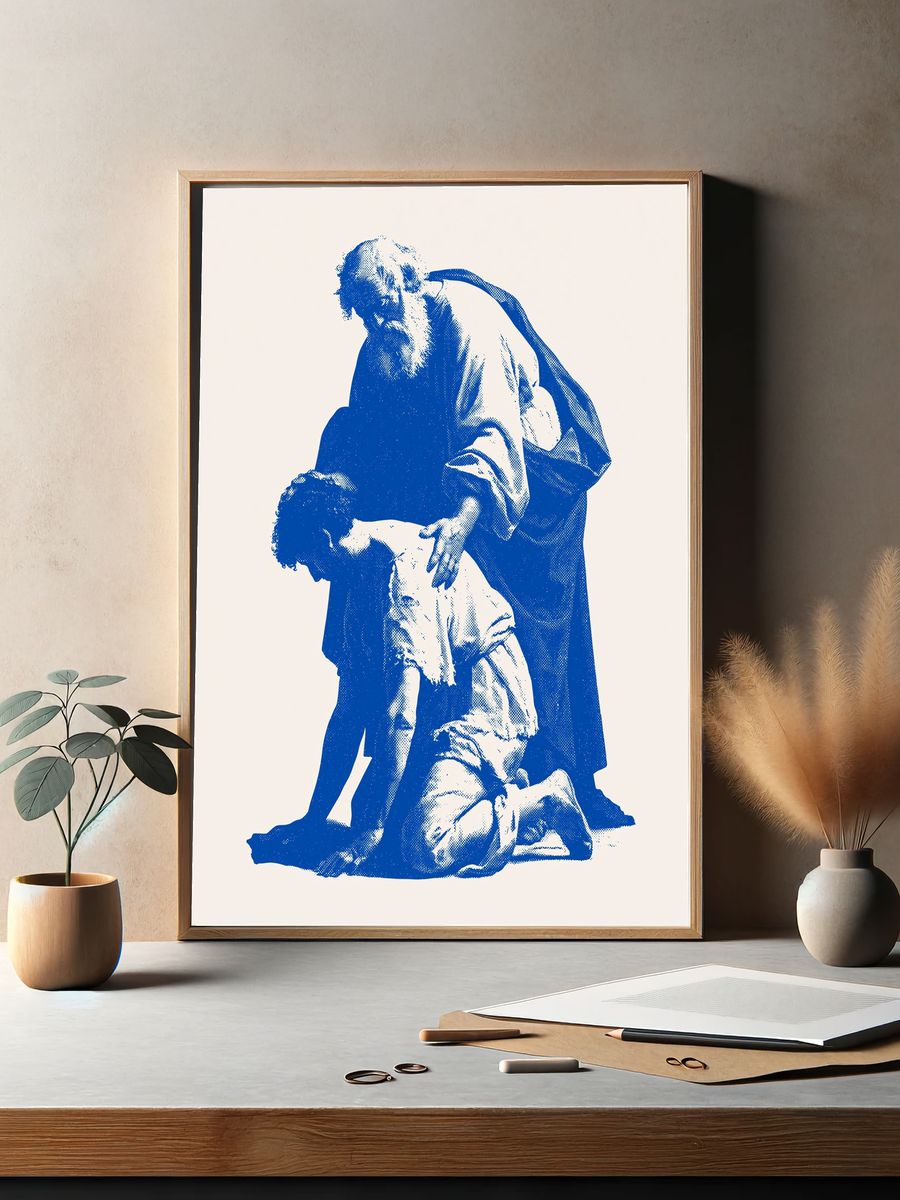 Blue Figure Study Illustration Poster. — room view 2