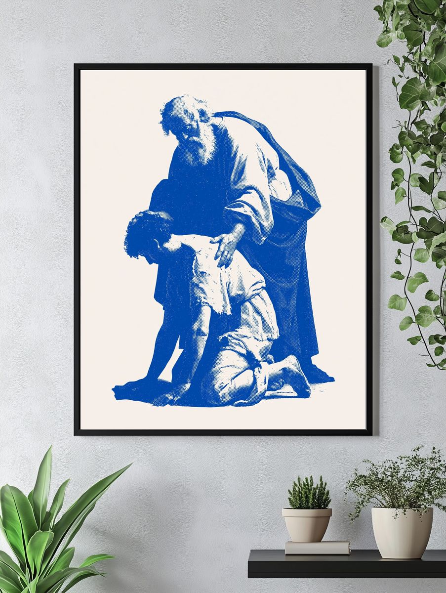 Blue Figure Study Illustration Poster. — room view 4